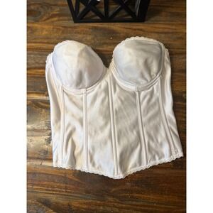 Empire Intimates Bustier Corset Vintage Top 36D Lace Trim Boned Padded USA‎ Made